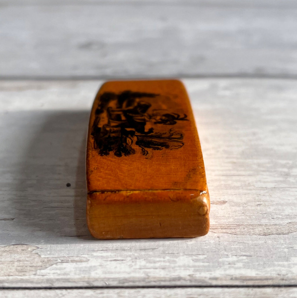 RARE 19th Century Miniature Newfoundland Dog Snuff Box Mauchline Ware The little Jockey C 1850