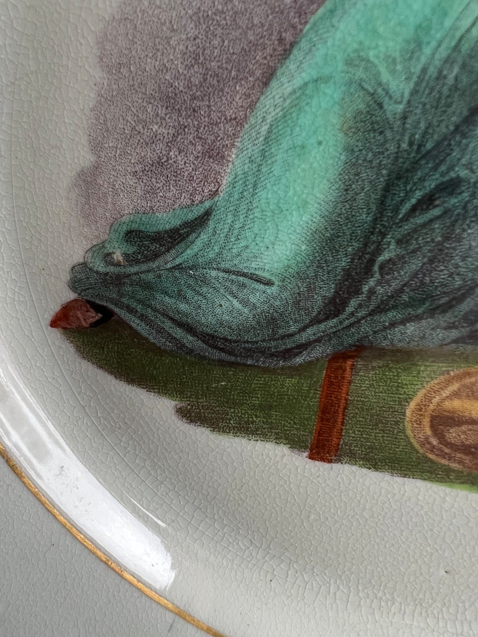19th Century New Hall Porcelain Plate Adam Buck Mother and Child Circa 1815