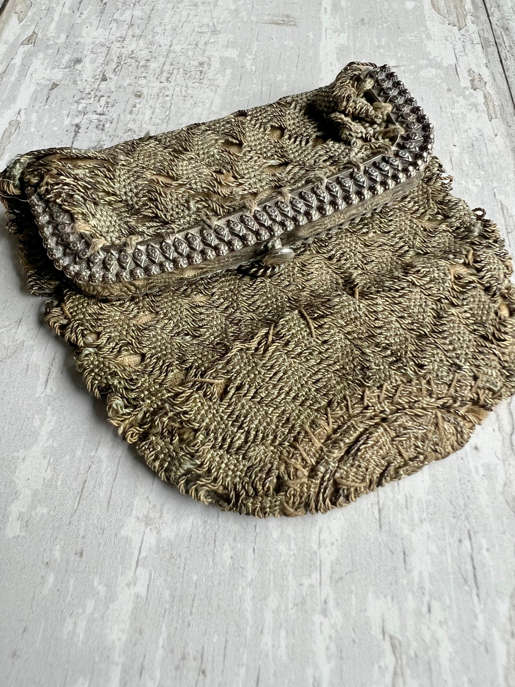 Antique Regency Purse Pale Green and Silver Silk Netted Silver Frame Circa 1815 AF