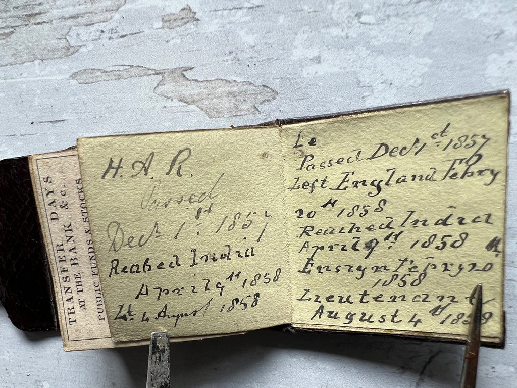 Miniature London Almanac 1858  1" tall Leather Doll Size Almanack Book AF