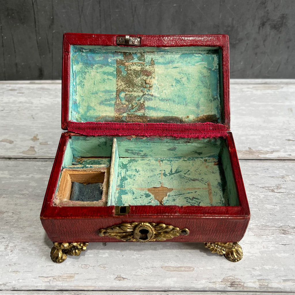 19th Century Georgian Childs Red Leather Sewing Box C 1810 AF