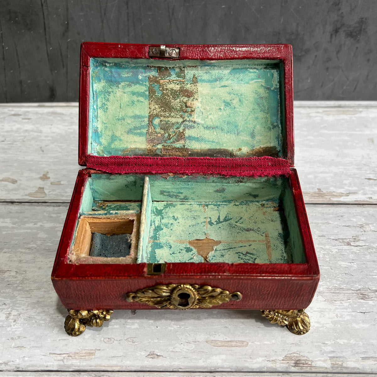 19th Century Georgian Childs Red Leather Sewing Box C 1810 AF