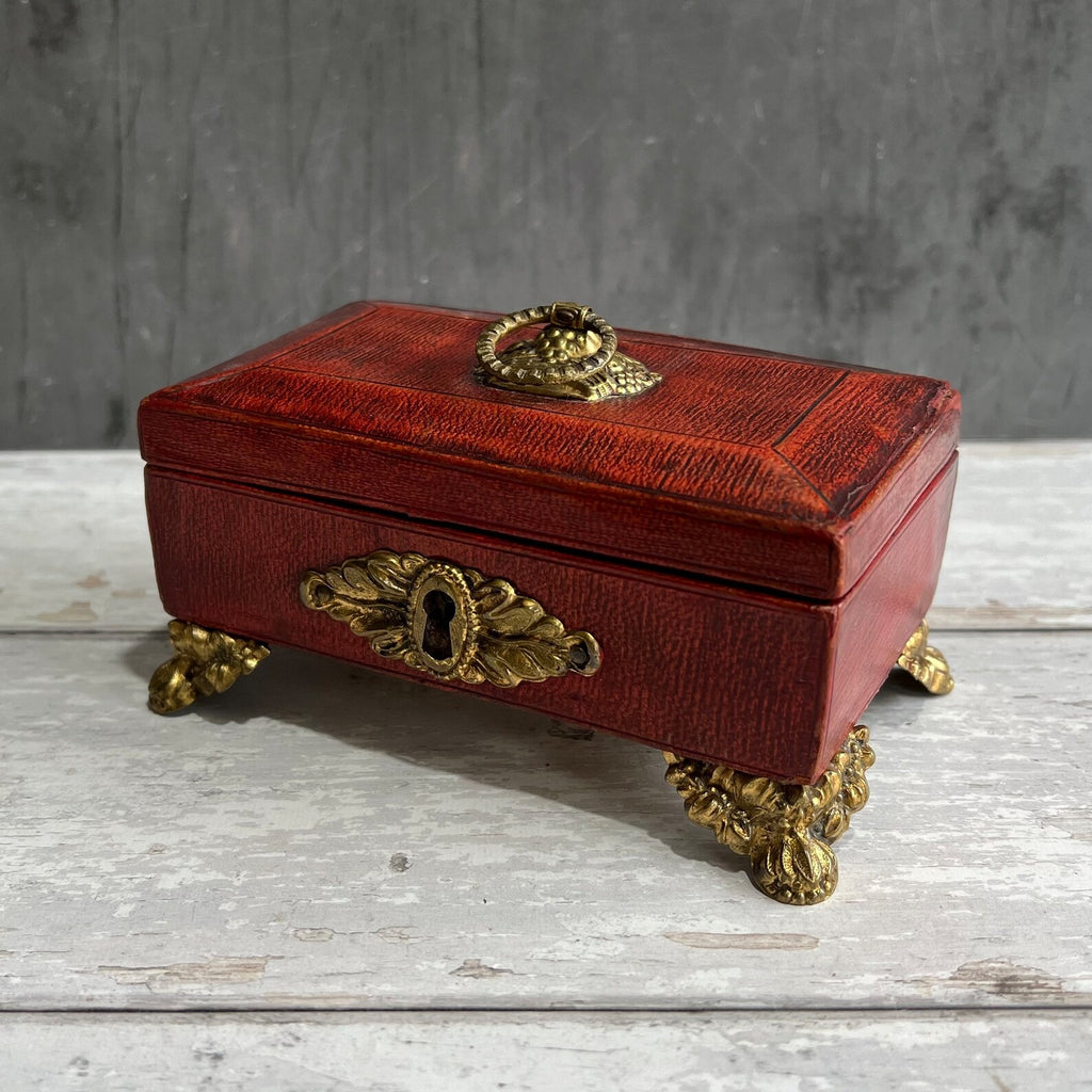 19th Century Georgian Childs Red Leather Sewing Box C 1810 AF