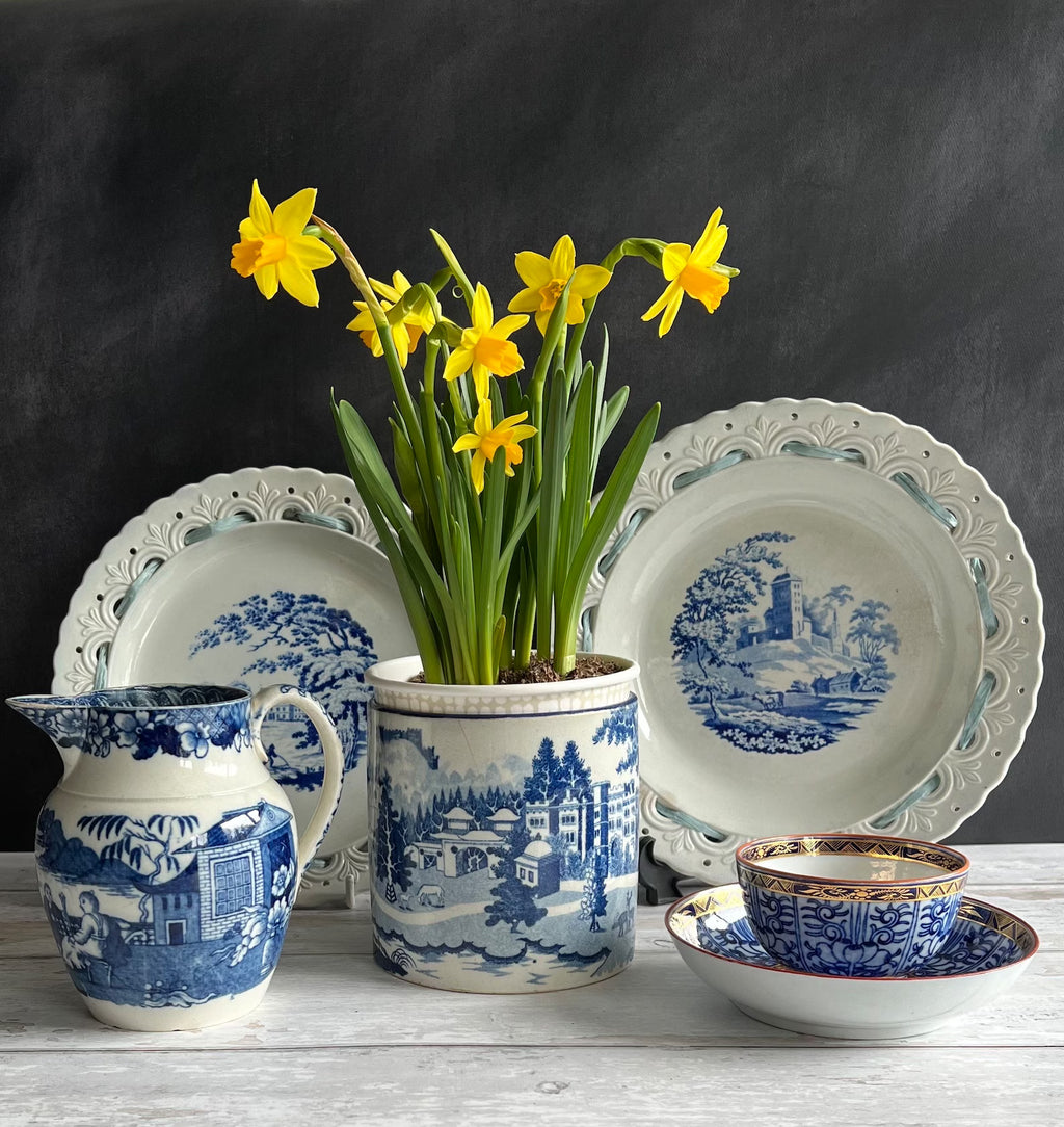 Antique Blue and White Plate English Pearlware Transferware Circa 1830 AF