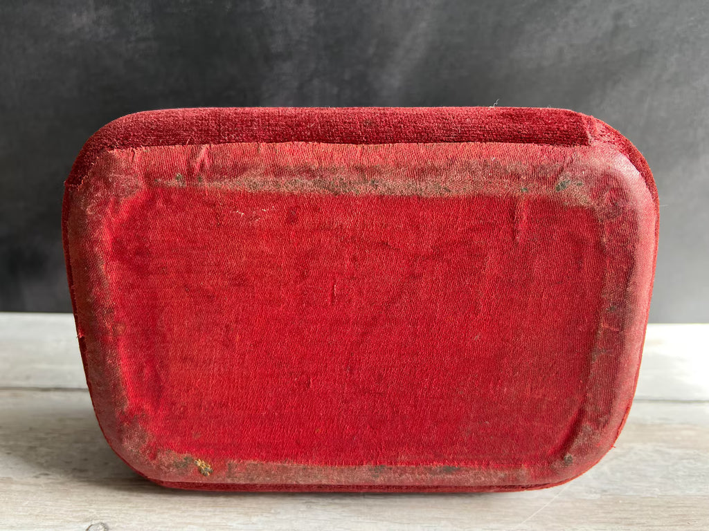 Antique Velvet Jewelry Box Beveled Glass Vitrine Casket Circa 1890