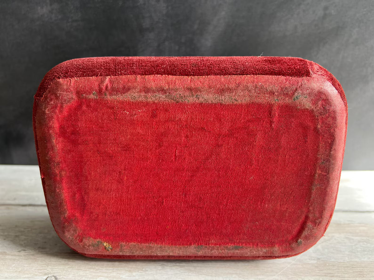Antique Velvet Jewelry Box Beveled Glass Vitrine Casket Circa 1890