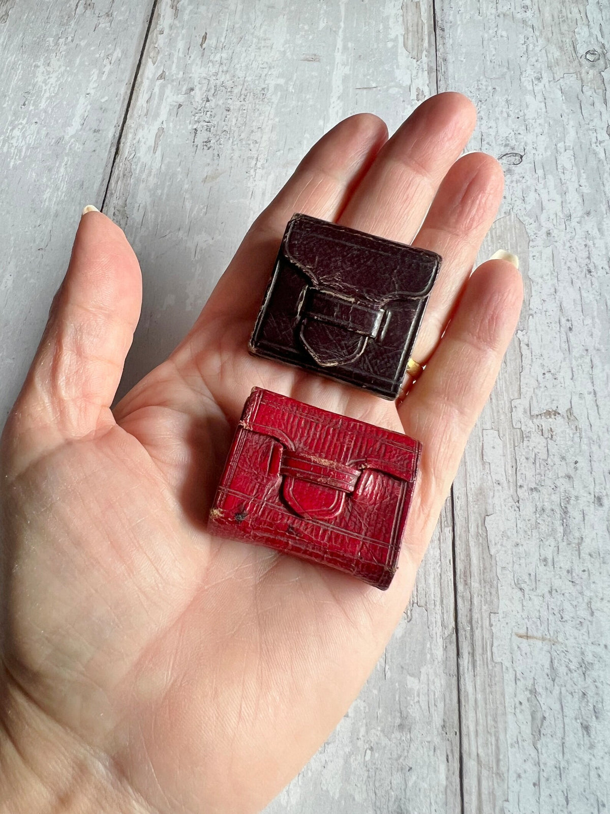 Miniature London Almanac 1858  1" tall Leather Doll Size Almanack Book AF