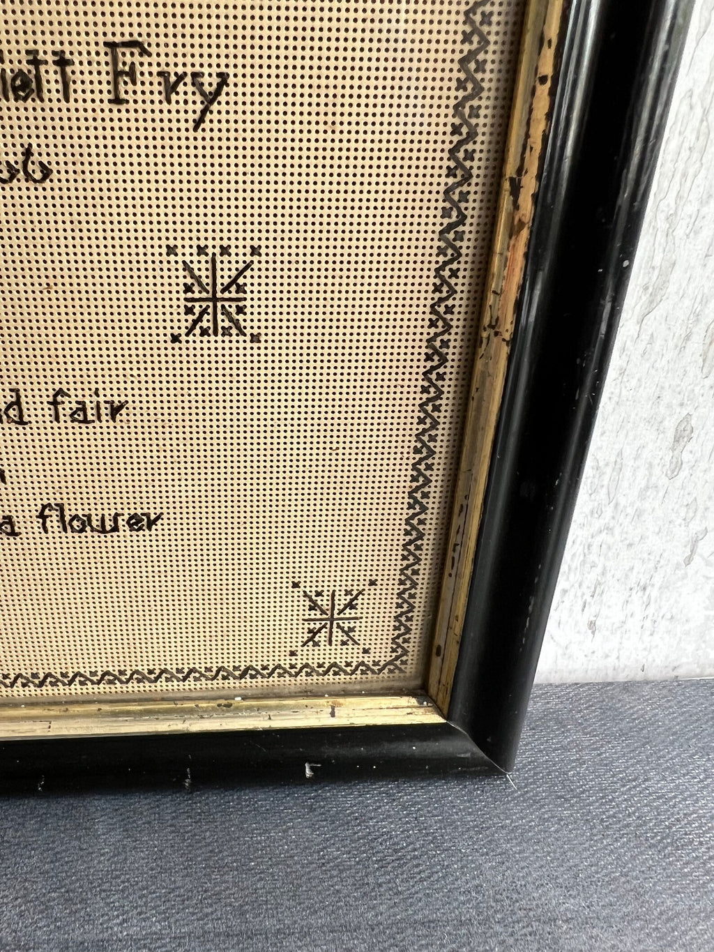 Antique Perforated Paper Mourning Sampler For Baby Harry Fry 1866