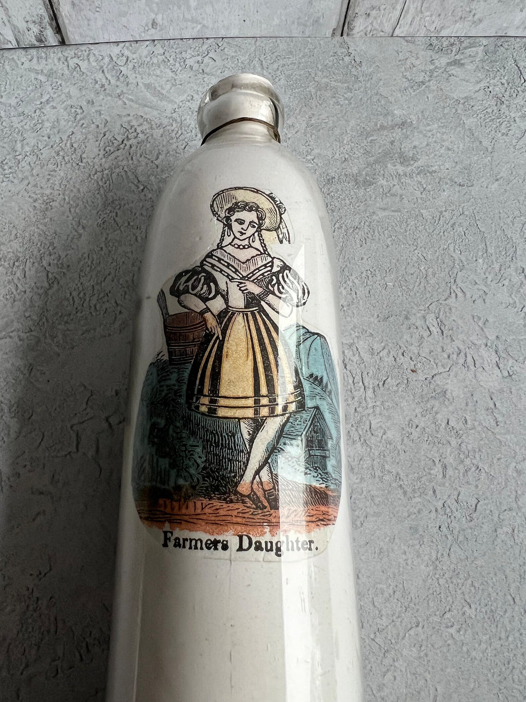 Antique Victorian Decalcomania Rolling Pin Scottish Highlander C 1860
