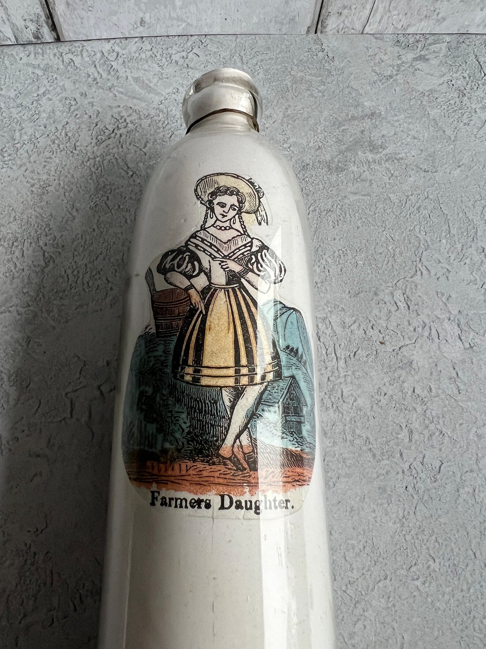 Antique Victorian Decalcomania Rolling Pin Scottish Highlander C 1860