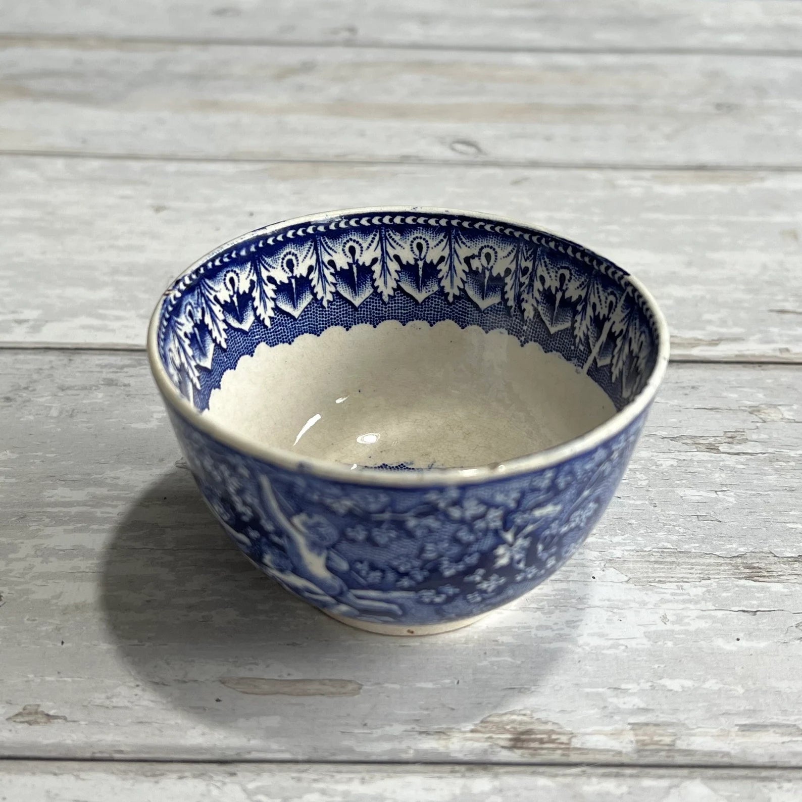 19th Century Transferware Tea Bowl And Saucer Bacchanalian Cherubs Scene Blue And White C 1815