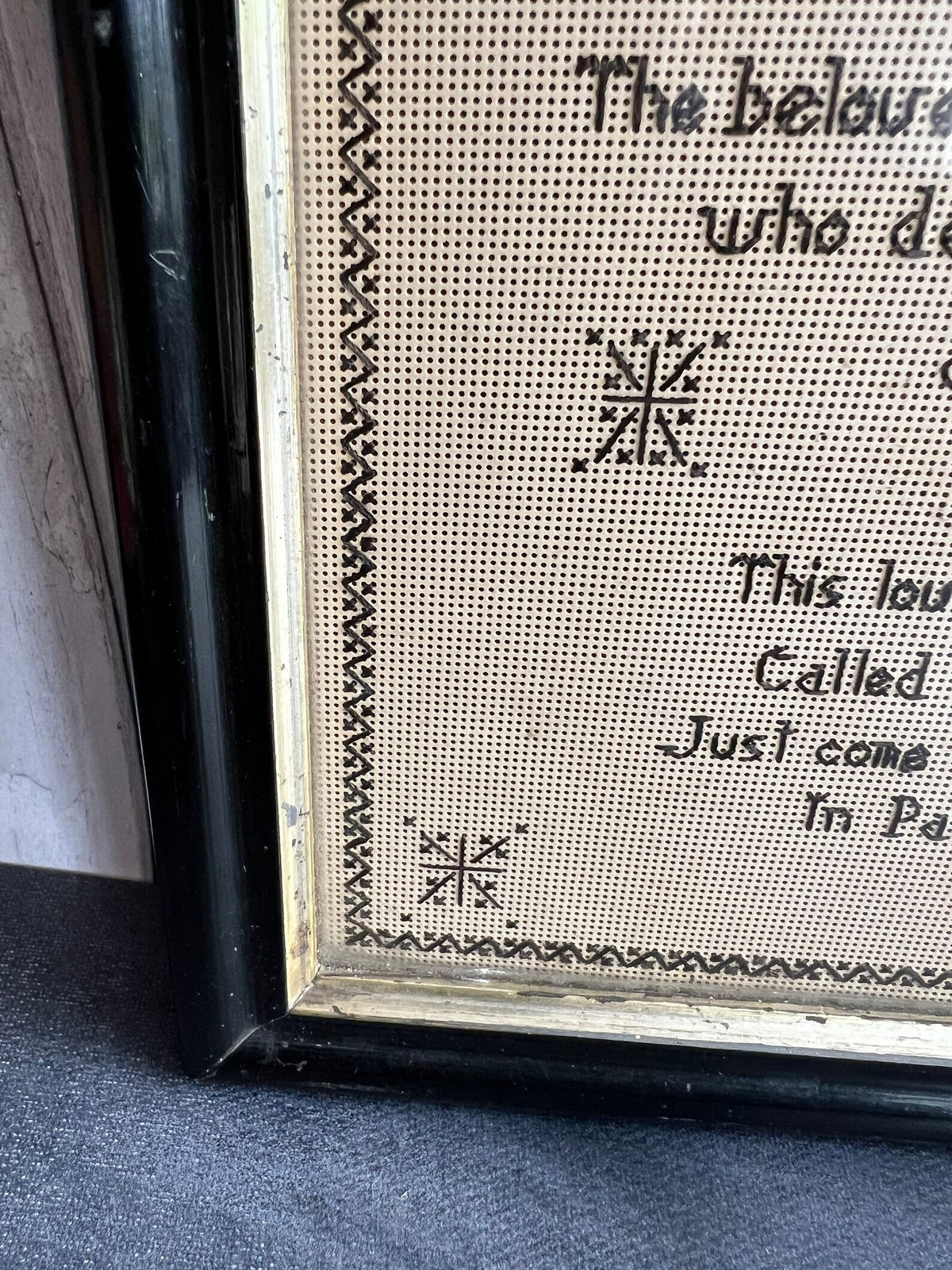 Antique Perforated Paper Mourning Sampler For Baby Harry Fry 1866