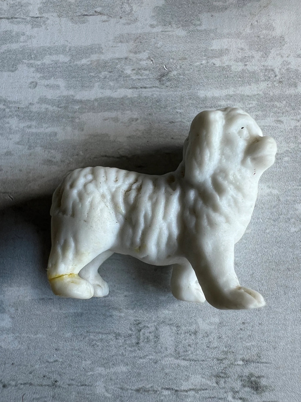 Antique Doll House Dog Trio Bisque White Dogs English Circa 1880