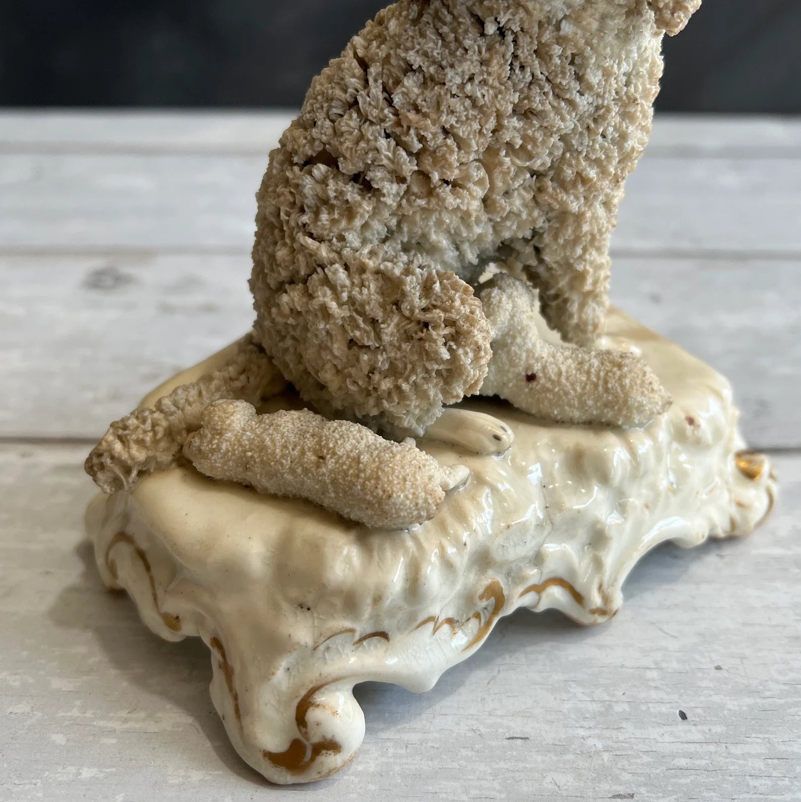 Rare Dudson English Porcelain Poodle Dog And Puppies Circa 1845