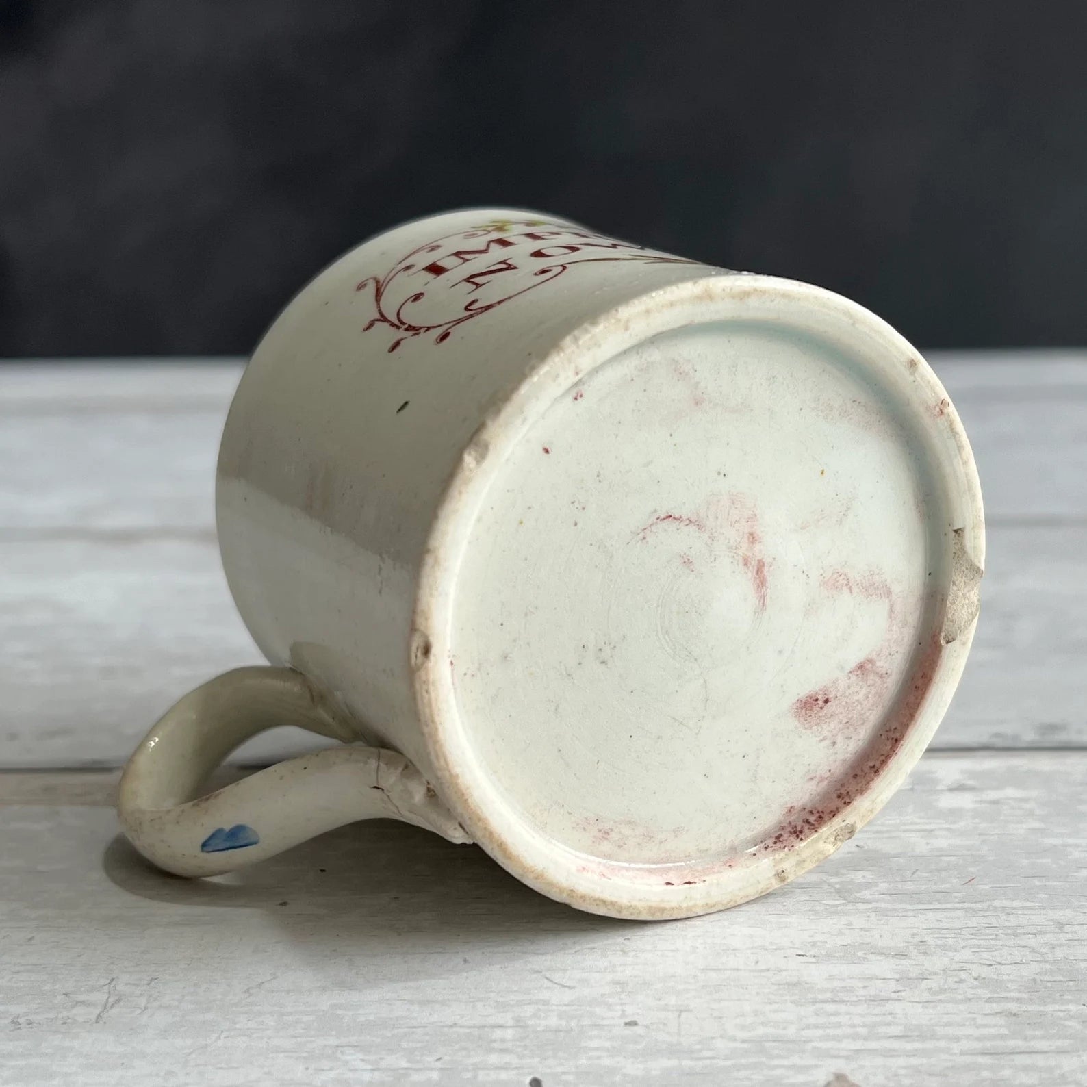 Rare 1820s Childs Motto Mug, English Pearlware Nursery Ware