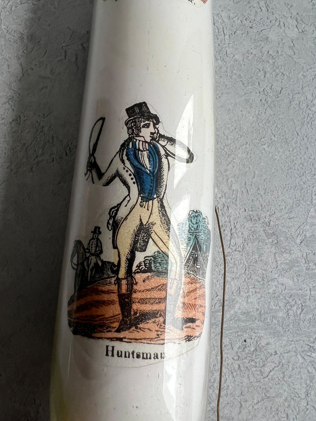 Antique Victorian Decalcomania Rolling Pin Scottish Highlander C 1860