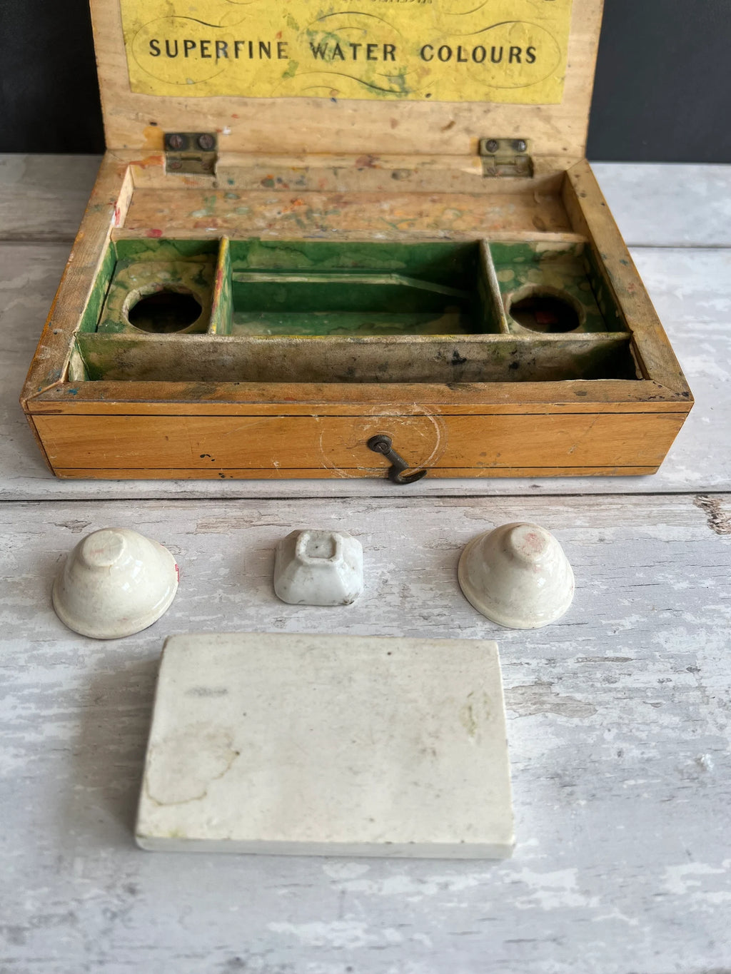 Antique St Paul's Cathedral Paint Box 1840s Whitewood Tunbridge Ware