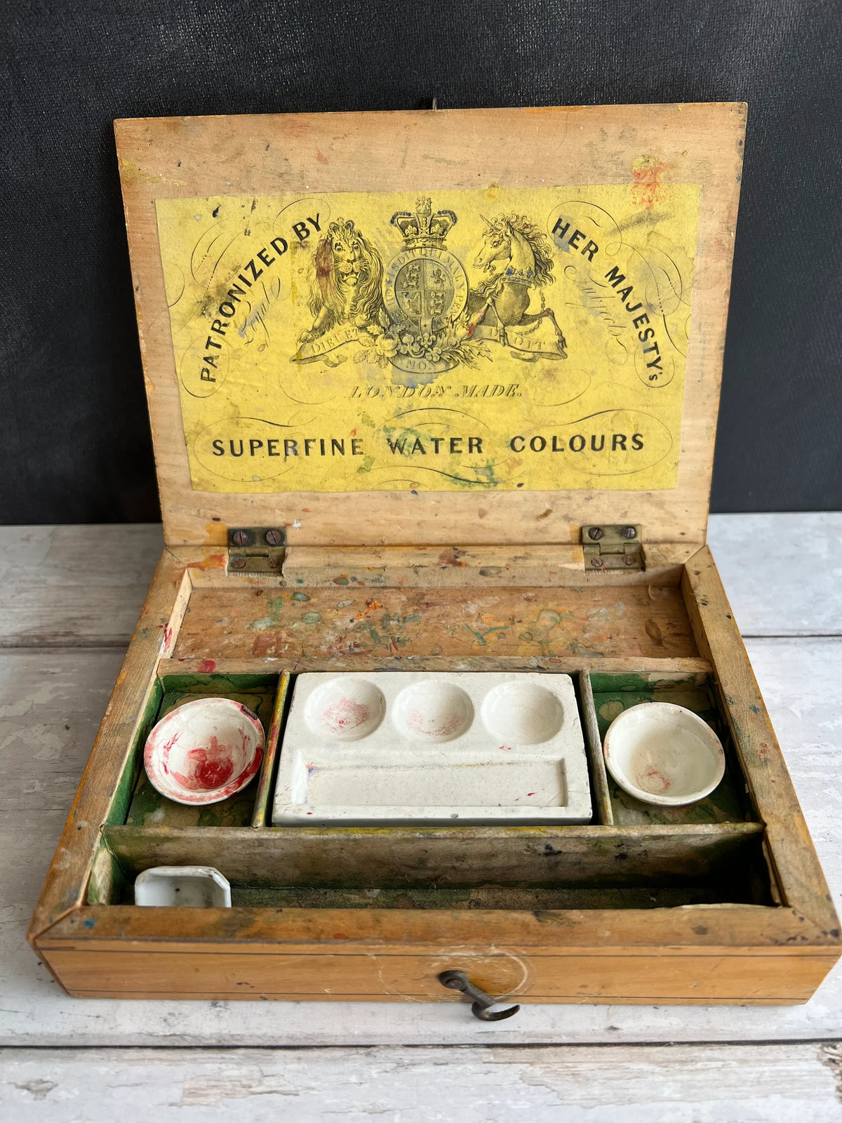 Antique St Paul's Cathedral Paint Box 1840s Whitewood Tunbridge Ware