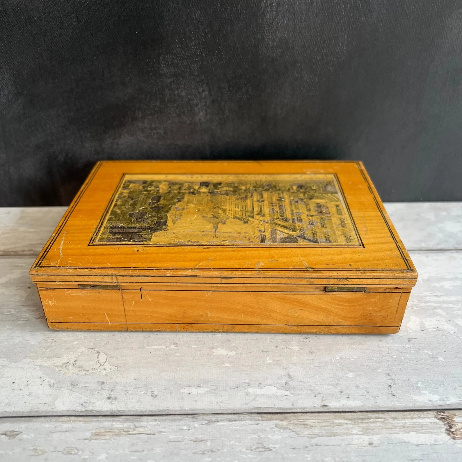 Antique St Paul's Cathedral Paint Box 1840s Whitewood Tunbridge Ware