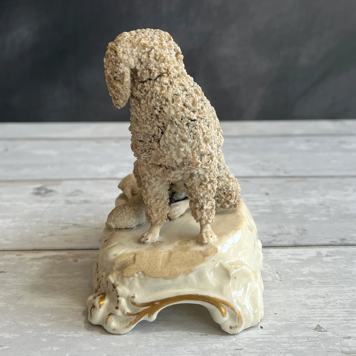 Rare Dudson English Porcelain Poodle Dog And Puppies Circa 1845