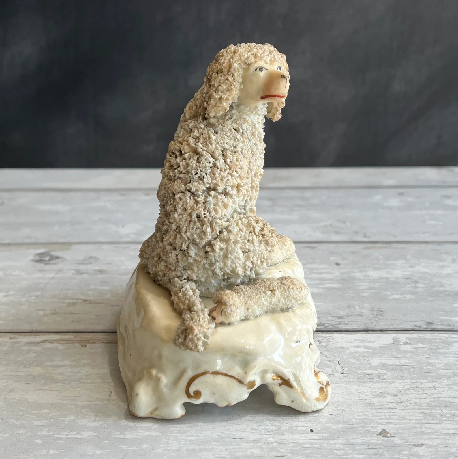Rare Dudson English Porcelain Poodle Dog And Puppies Circa 1845