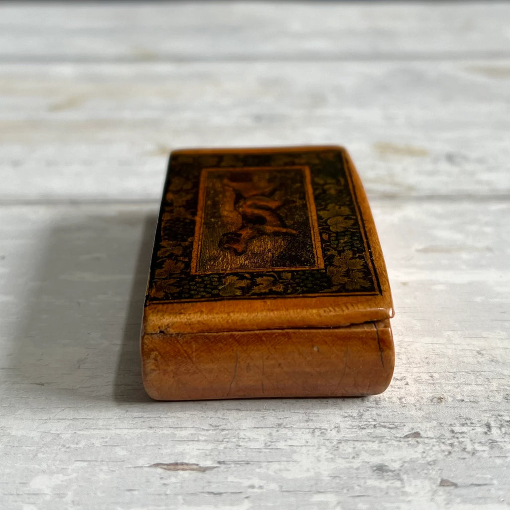 19th Century Small Dog Snuff Box Scottish Mauchline Ware C 1850