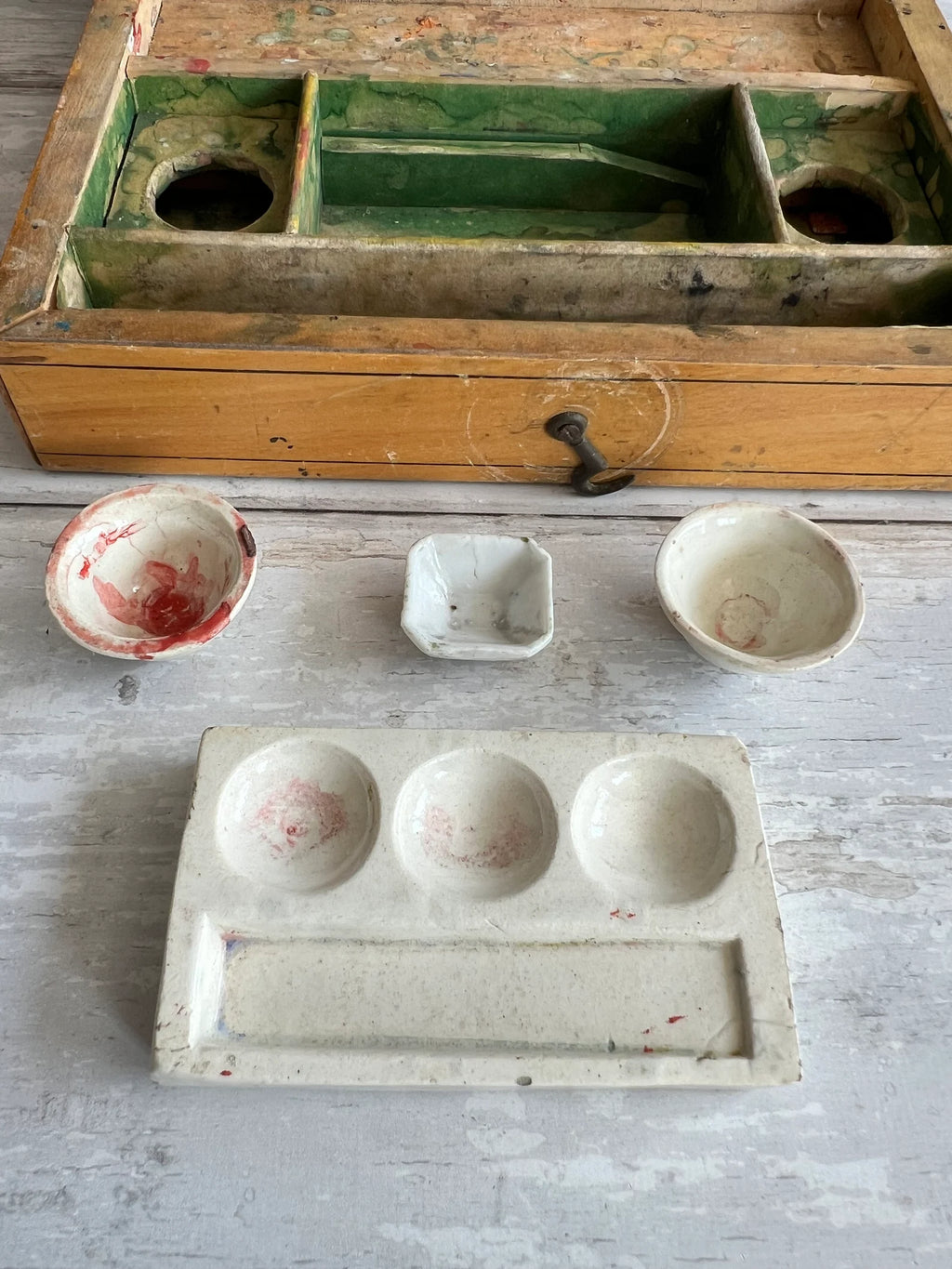Antique St Paul's Cathedral Paint Box 1840s Whitewood Tunbridge Ware