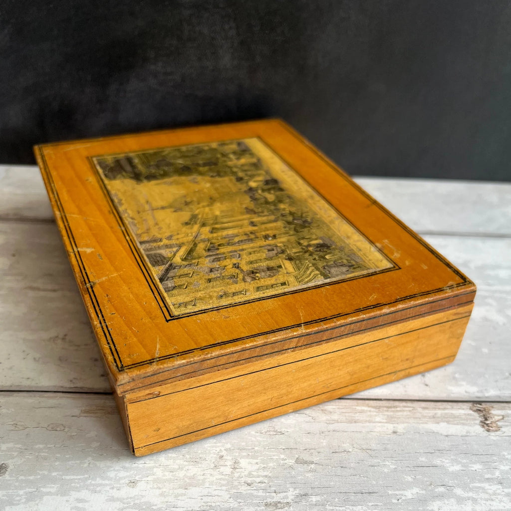 Antique St Paul's Cathedral Paint Box 1840s Whitewood Tunbridge Ware