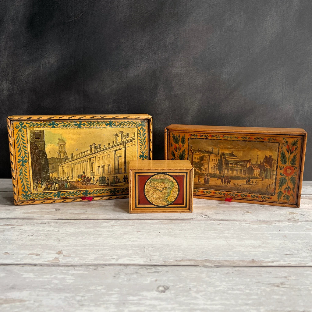 RARE Whitewood Early Tunbridge Ware Box Bank Of England London Financial District C 1830