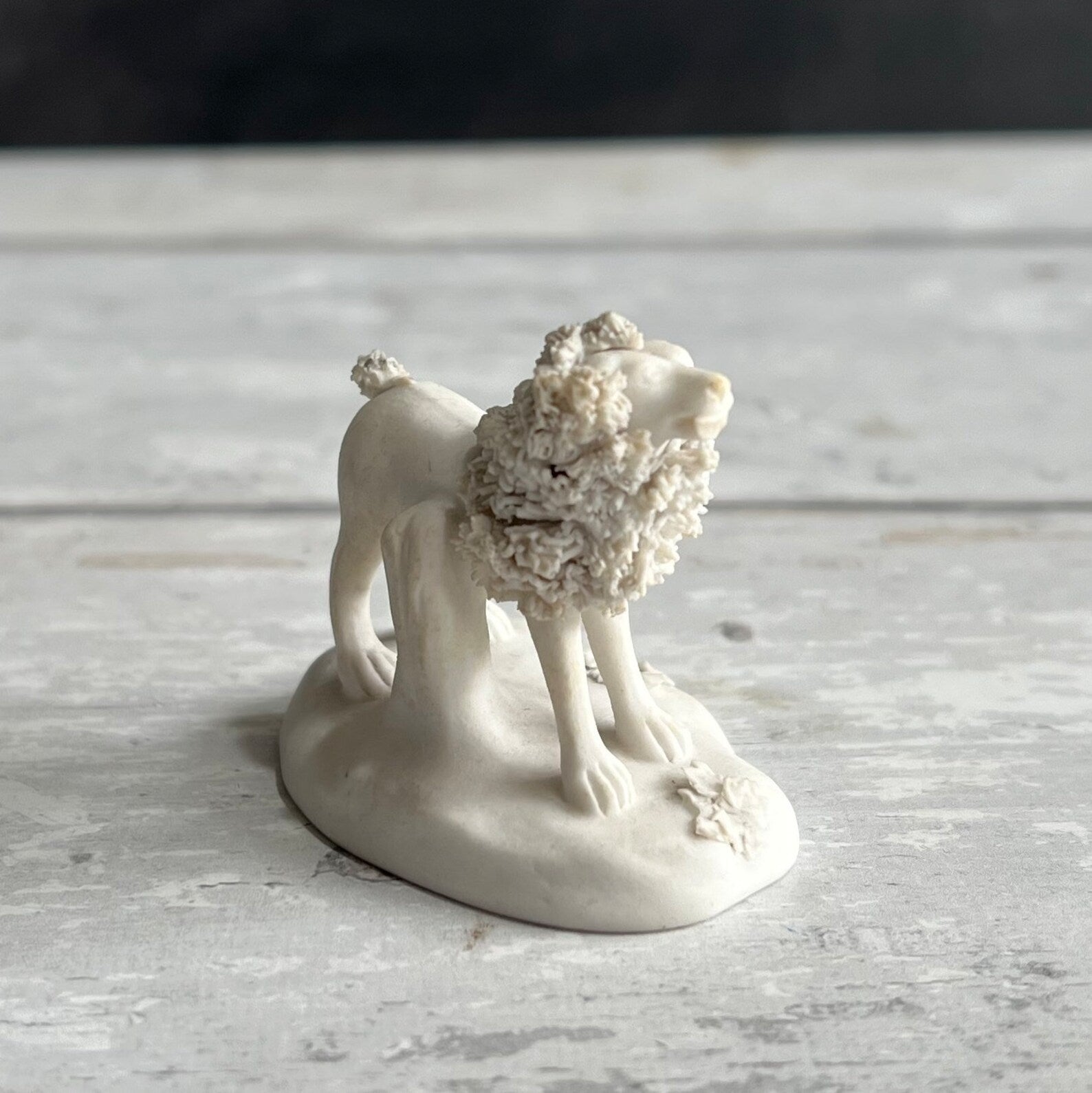 Miniature Chamberlain's Worcester TOY Dog Biscuit Porcelain Poodle with Lion Clip Circa 1830s AF