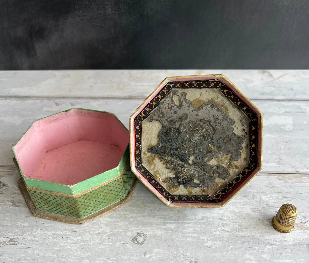 19th Century Octagonal Double Dragee Box Bonbon Box Pin Cushion C 1810