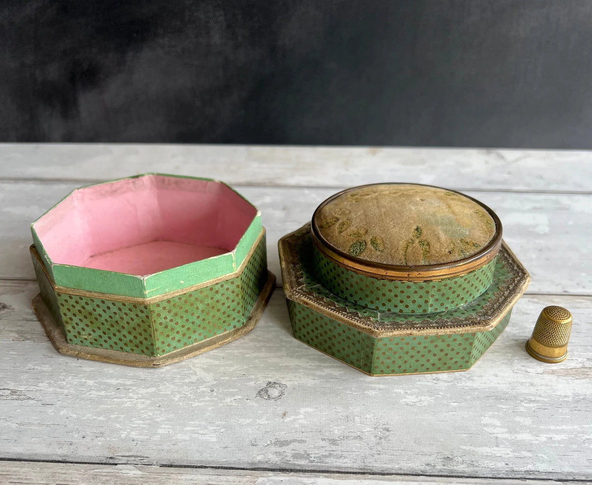 19th Century Octagonal Double Dragee Box Bonbon Box Pin Cushion C 1810
