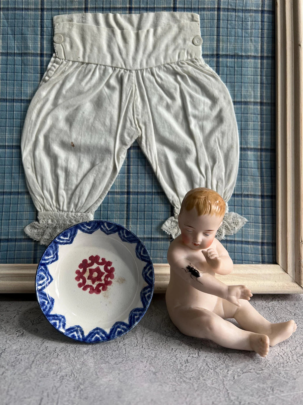 Miniature Spongeware Plate Doll Size C 1830 Spatterware