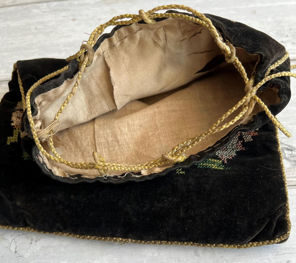 Antique English Reticule Sampler Workbag Dated 1842