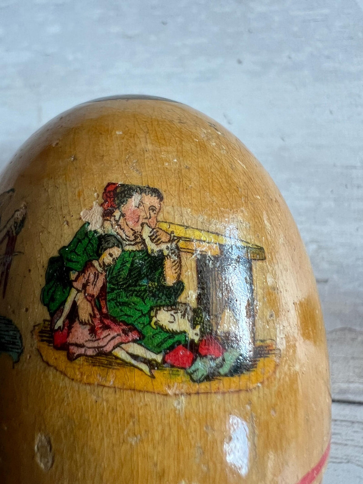 Egg Sewing Etui For Child With Contents Circa 1920s Doll Rabbit Puppy