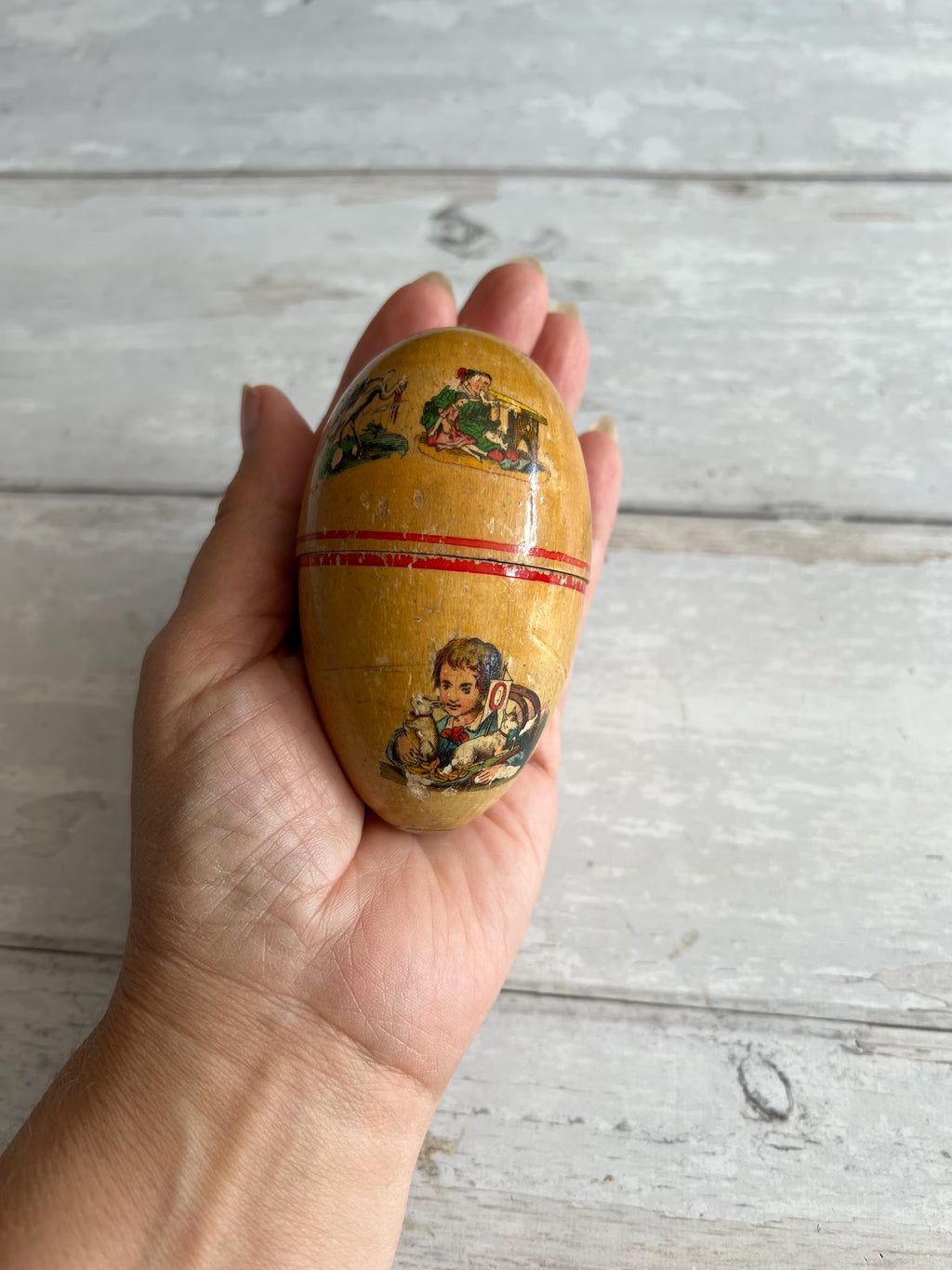 Egg Sewing Etui For Child With Contents Circa 1920s Doll Rabbit Puppy