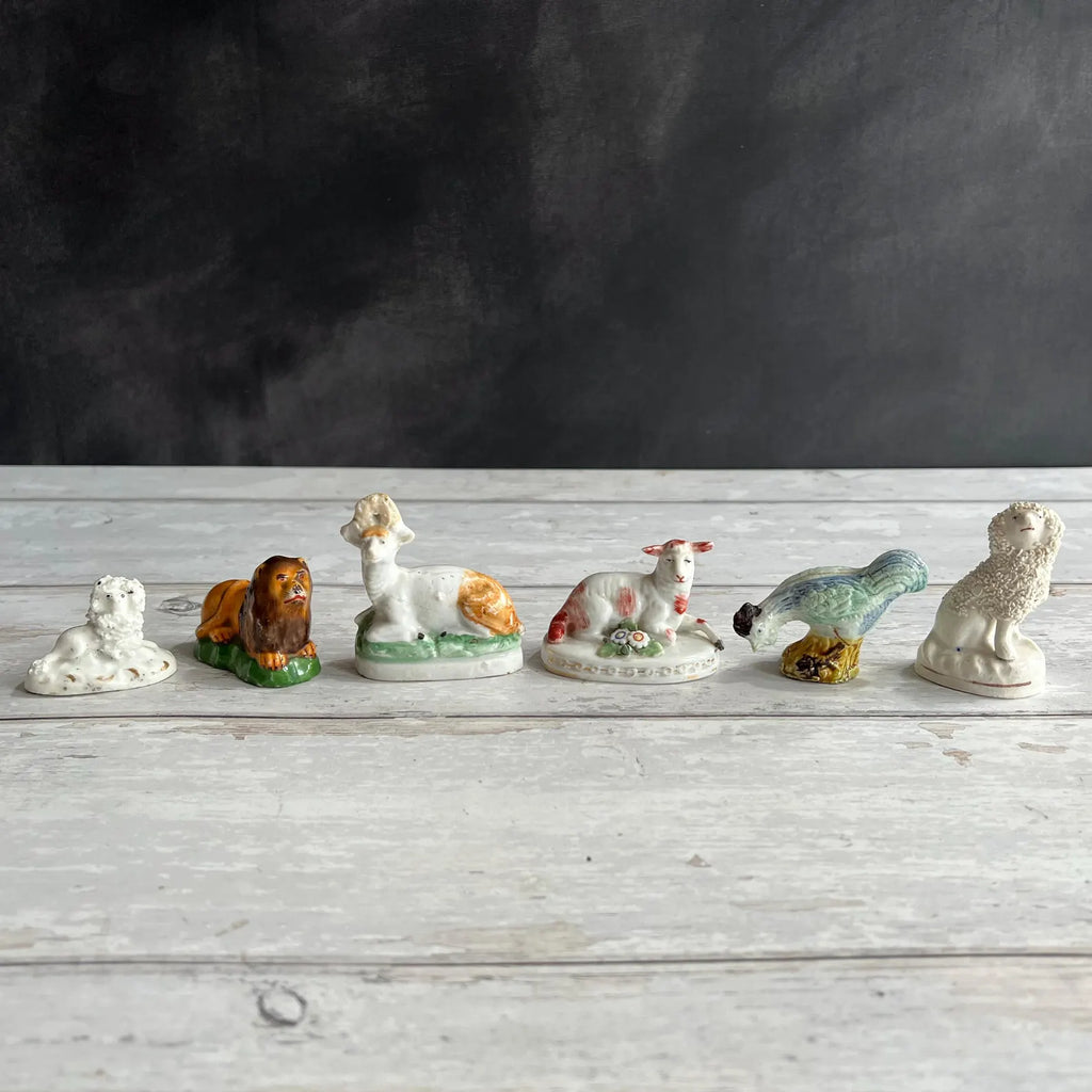 19th Century Miniature Porcelain Figure Rooster/ Cockerel Folk Art C 1880