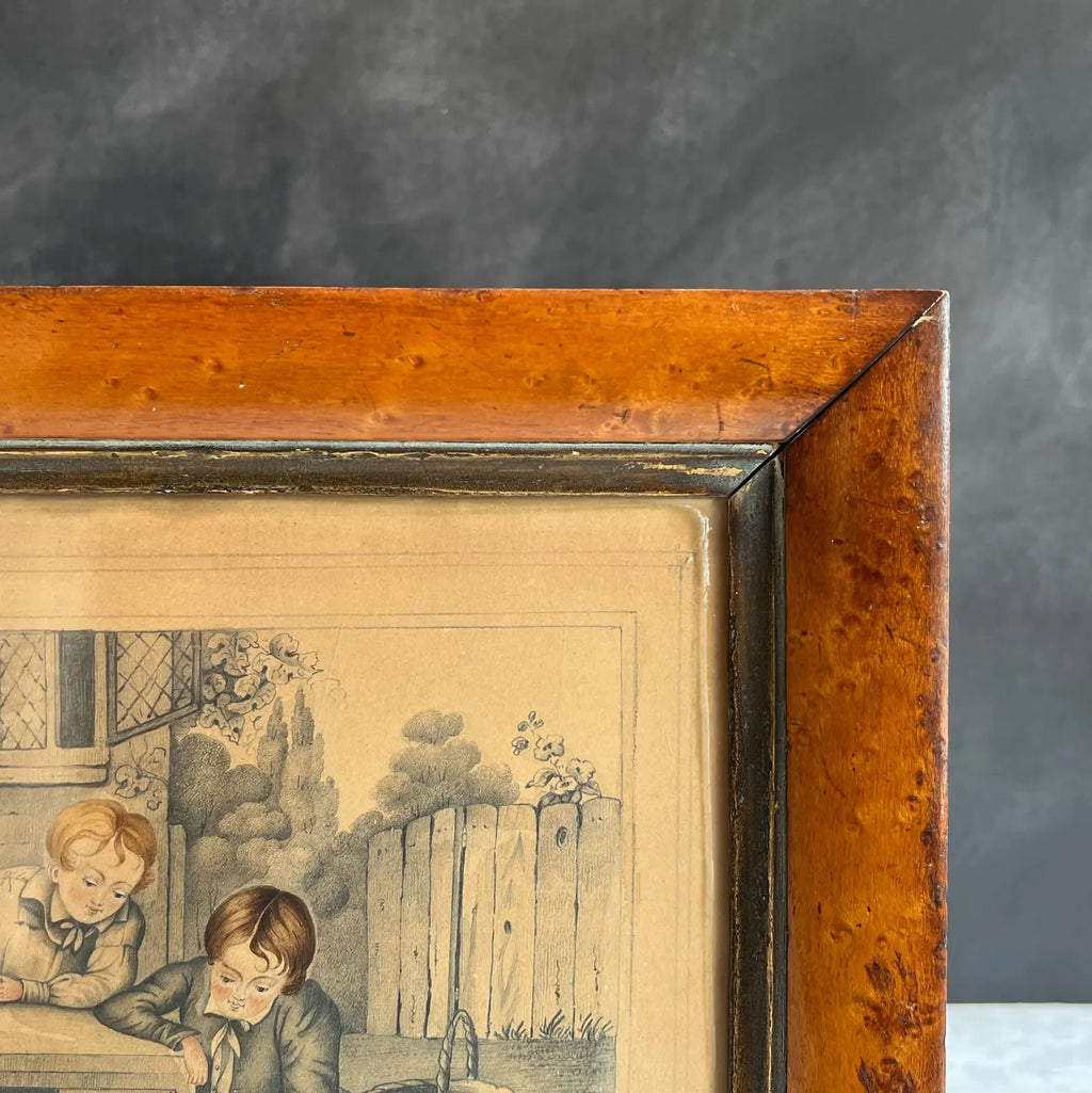 19th Century Rabbit Painting Drawing C 1840 Signed Mary Anne Barker