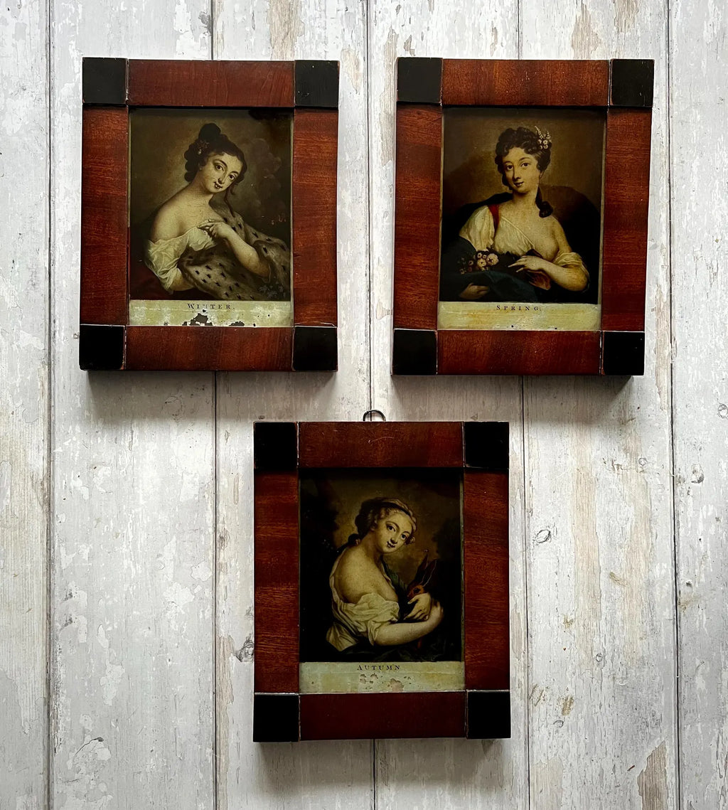 19th Century Reverse Print On Glass Spring Mezzotint After Rosalba Carriera Circa 1820
