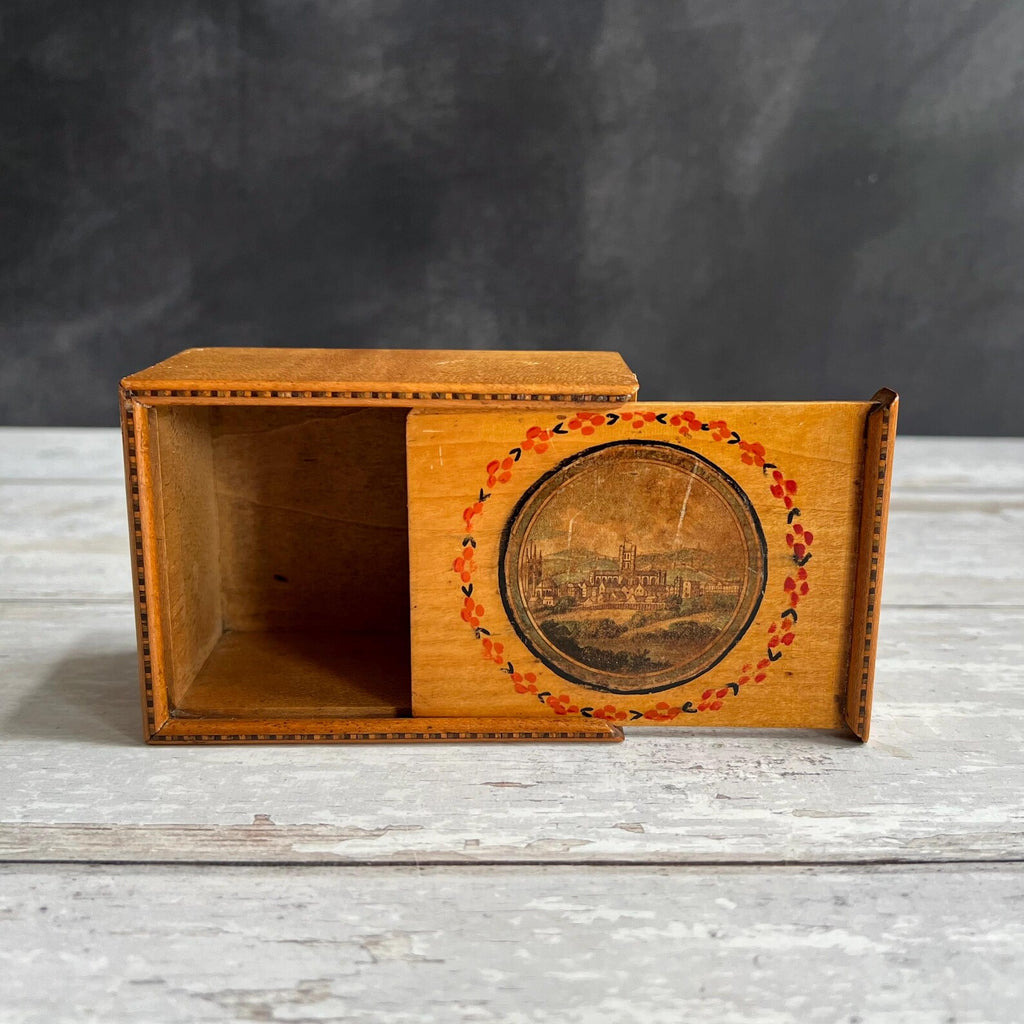 Rare 19th Century Miniature Tunbridge Ware Box Durham Cathedral C 1830