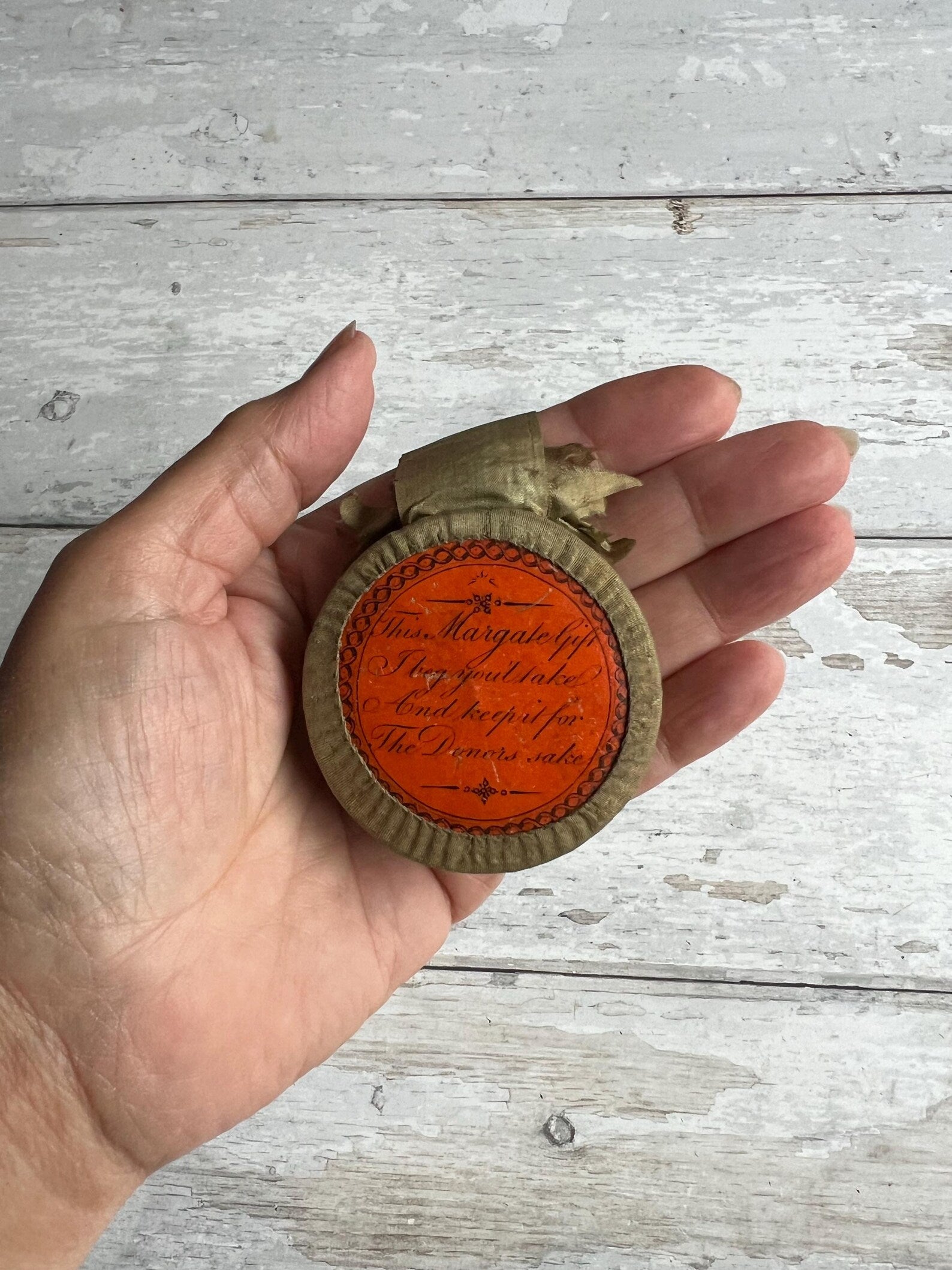 Antique Tunbridge Ware Pincushion Isle of Thanet Map Georgian Pinwheel Circa 1830s