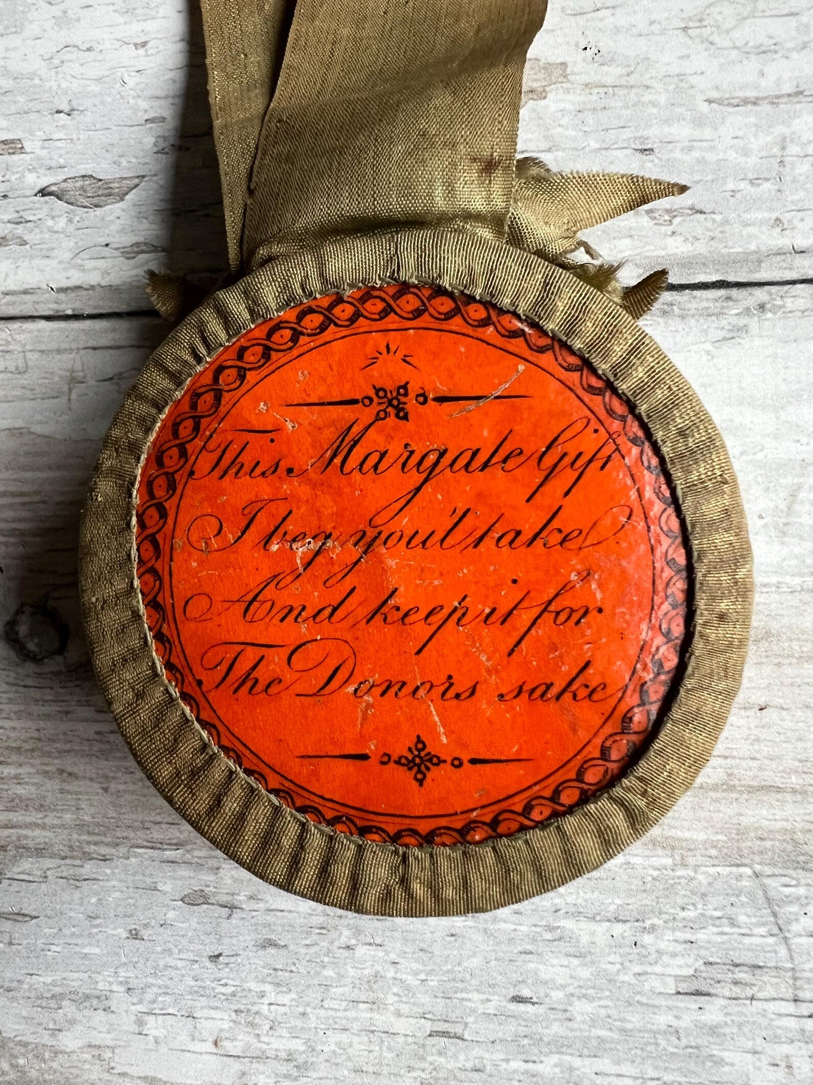 Antique Tunbridge Ware Pincushion Isle of Thanet Map Georgian Pinwheel Circa 1830s