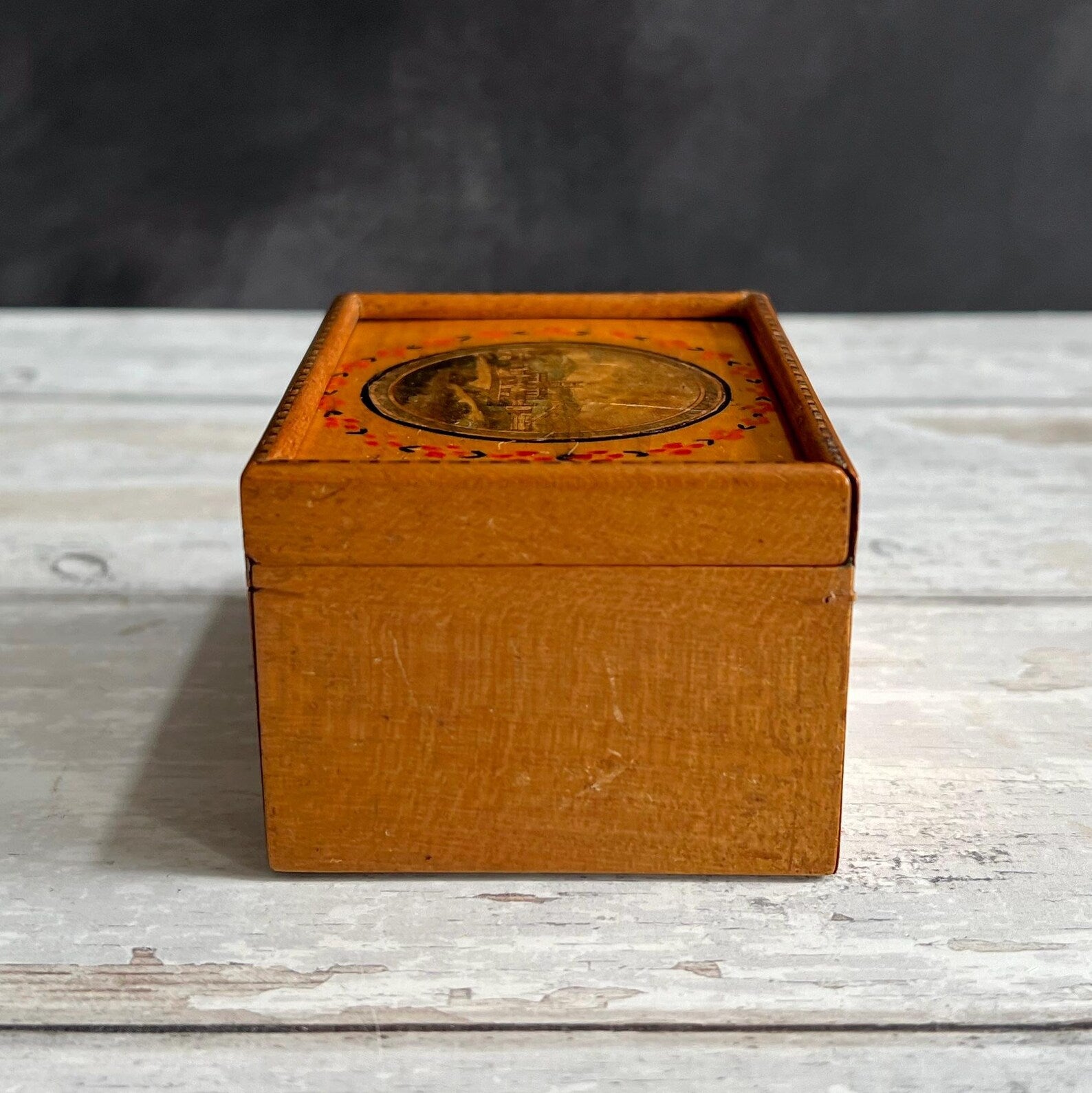 Rare 19th Century Miniature Tunbridge Ware Box Durham Cathedral C 1830