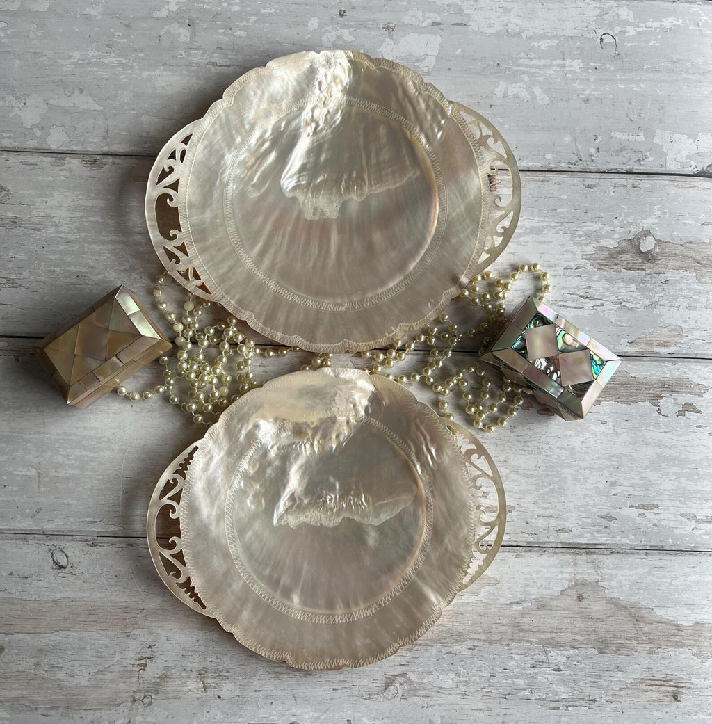 Mother of Pearl Dish Hand Carved 19th Century Circa 1890