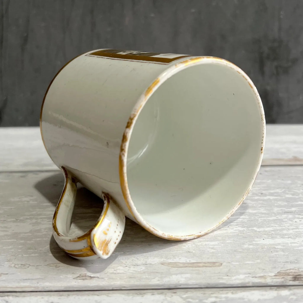 Tintern Abbey Porcelain Mug Hand Painted En Grisaille British Topographical Scene Circa 1810