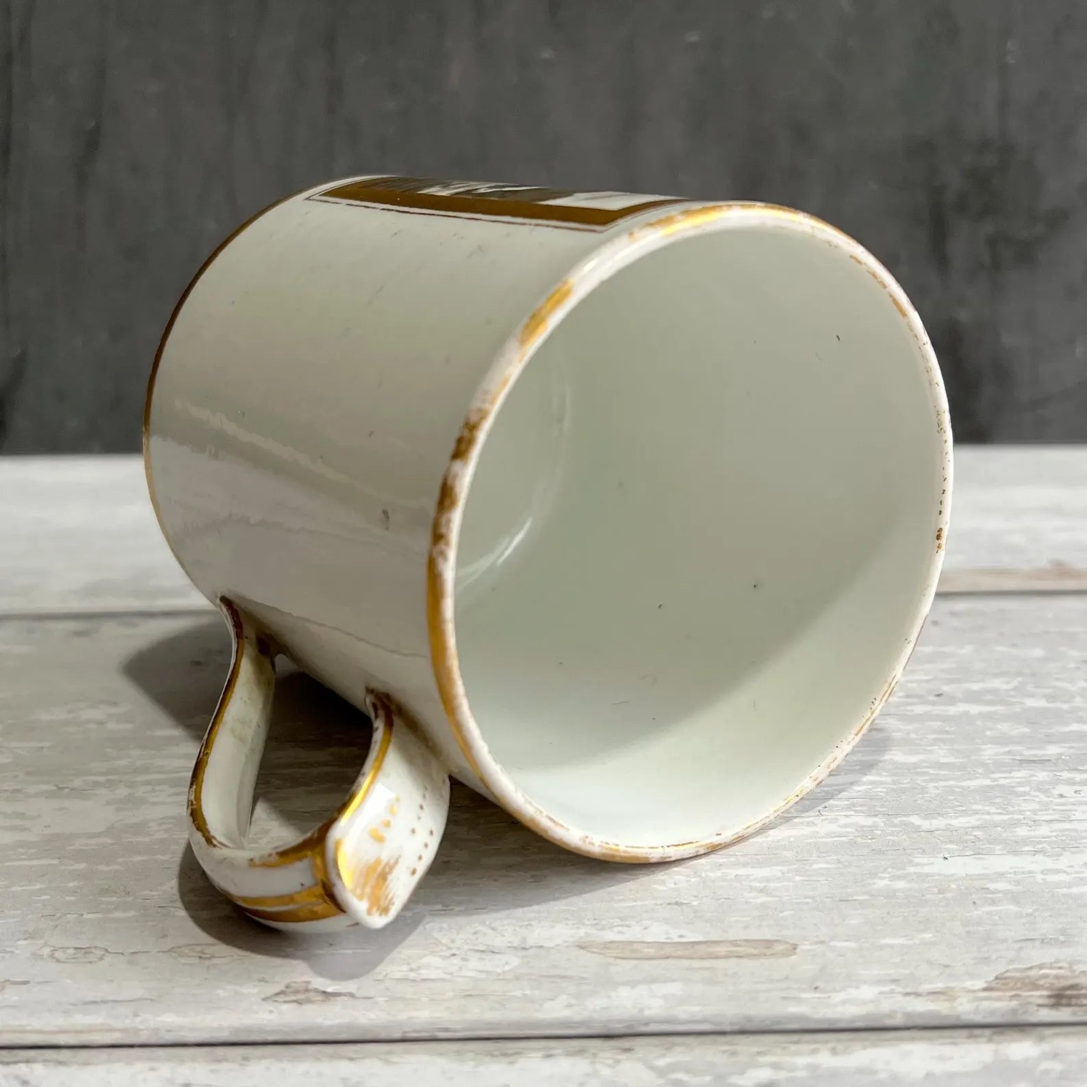 Tintern Abbey Porcelain Mug Hand Painted En Grisaille British Topographical Scene Circa 1810