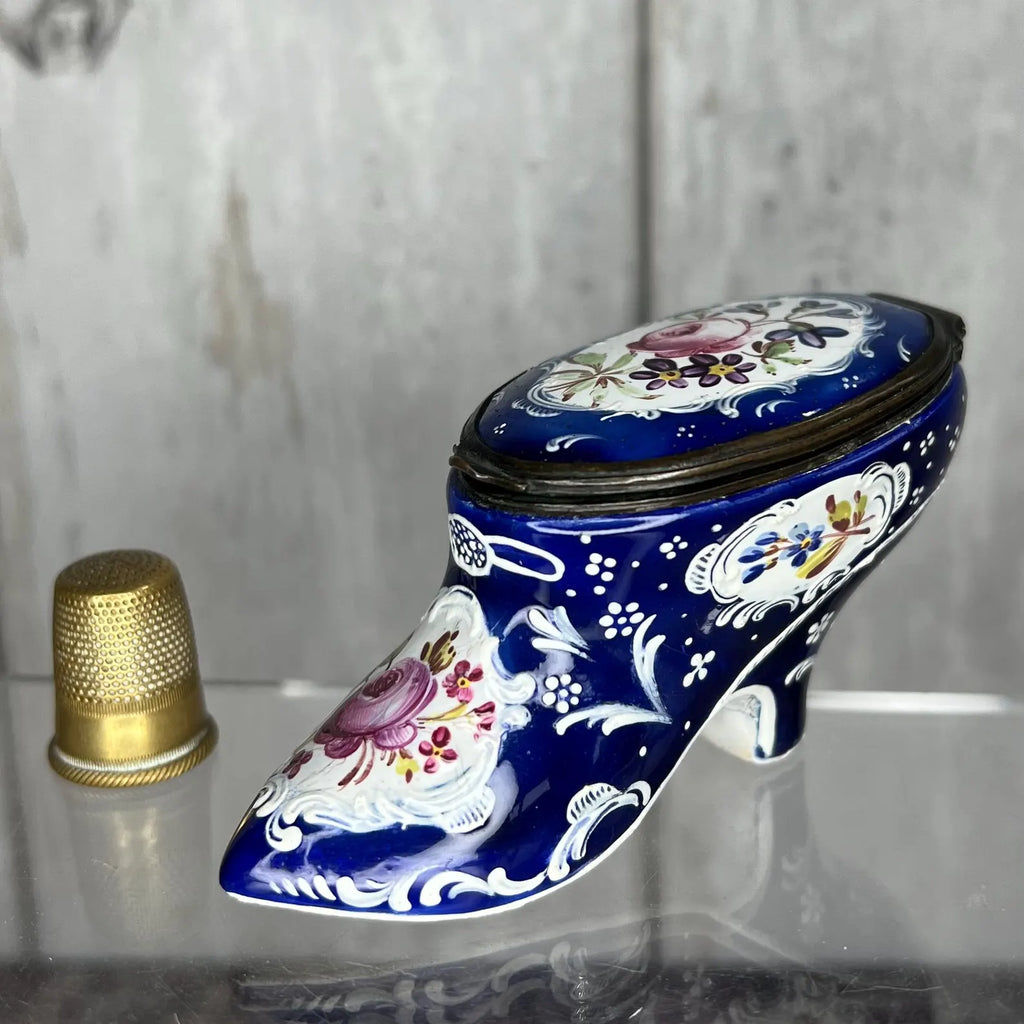 18th Century Enamel Shoe Bonbonniere Snuff Box C 1770