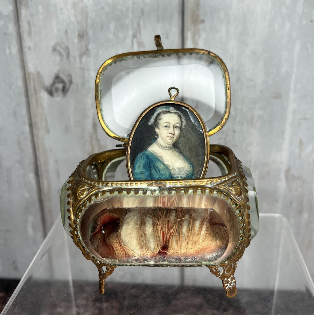 Antique Jewelry Vitrine Beveled Glass Jewellery Casket Circa 1870