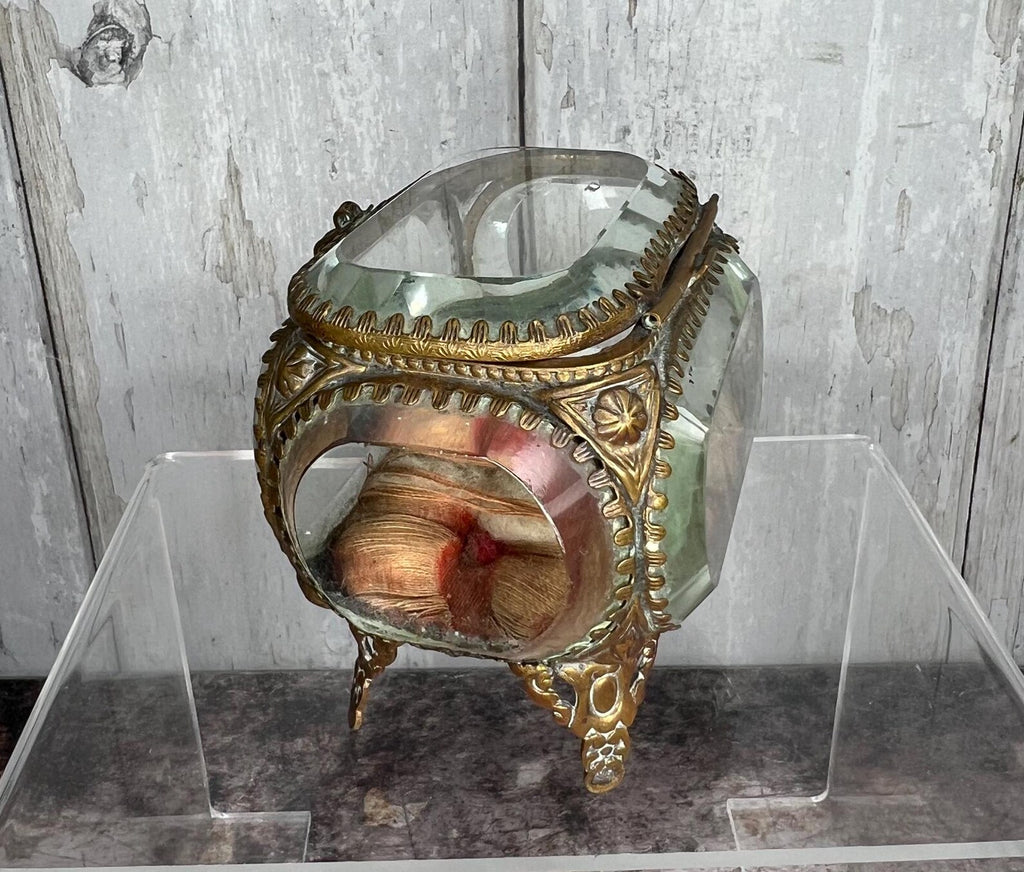 Antique Jewelry Vitrine Beveled Glass Jewellery Casket Circa 1870