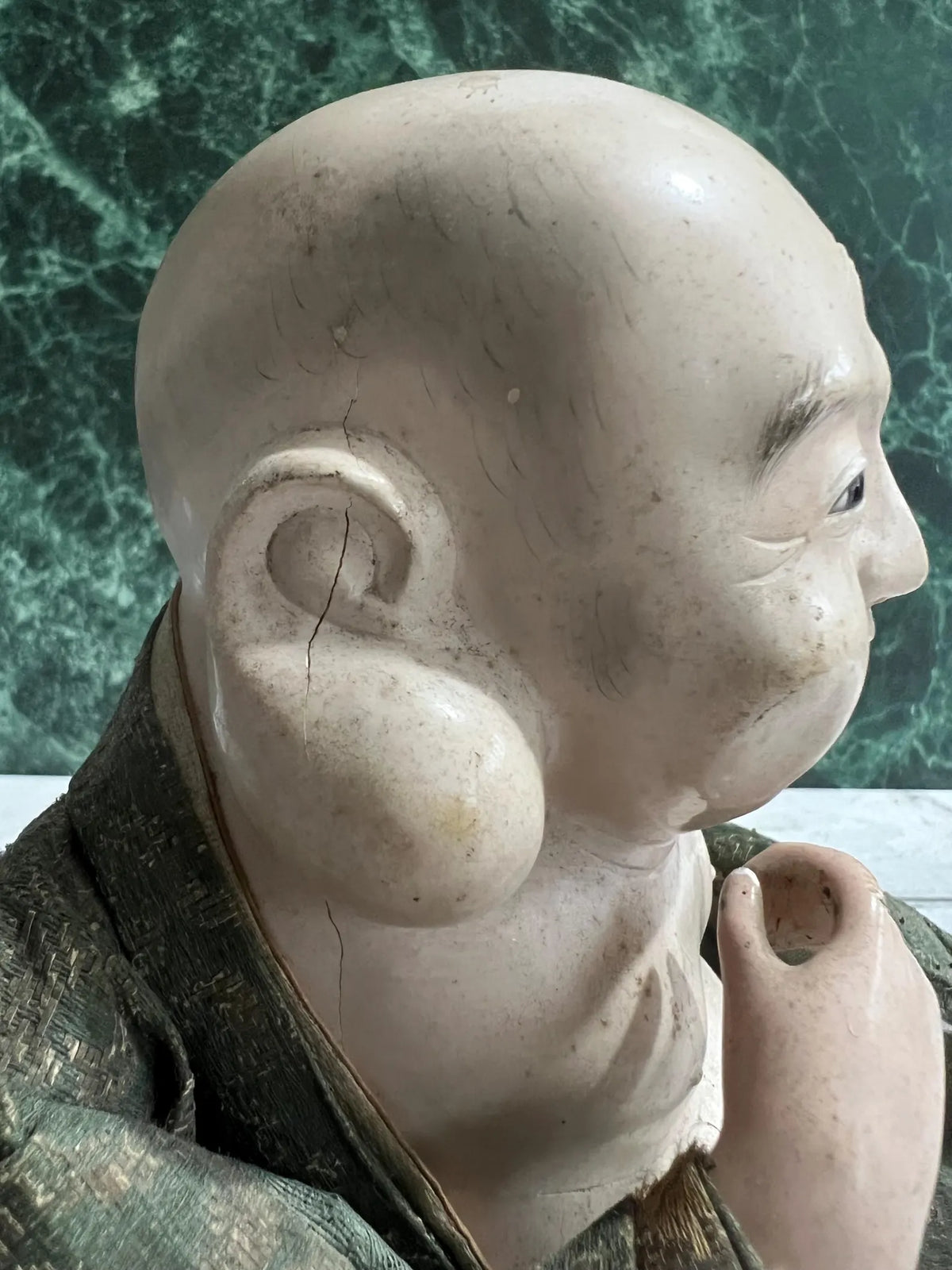 Antique Japanese Doll Laughing Buddha Hotei Edo Period Isho Ningyo Circa 1840 AF